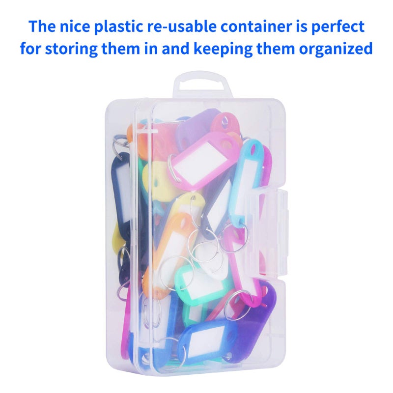 Cuttte 50 Pack Plastic Key Tags with Container, Key Labels with Ring and Label Window, 10 Colors - Image 3
